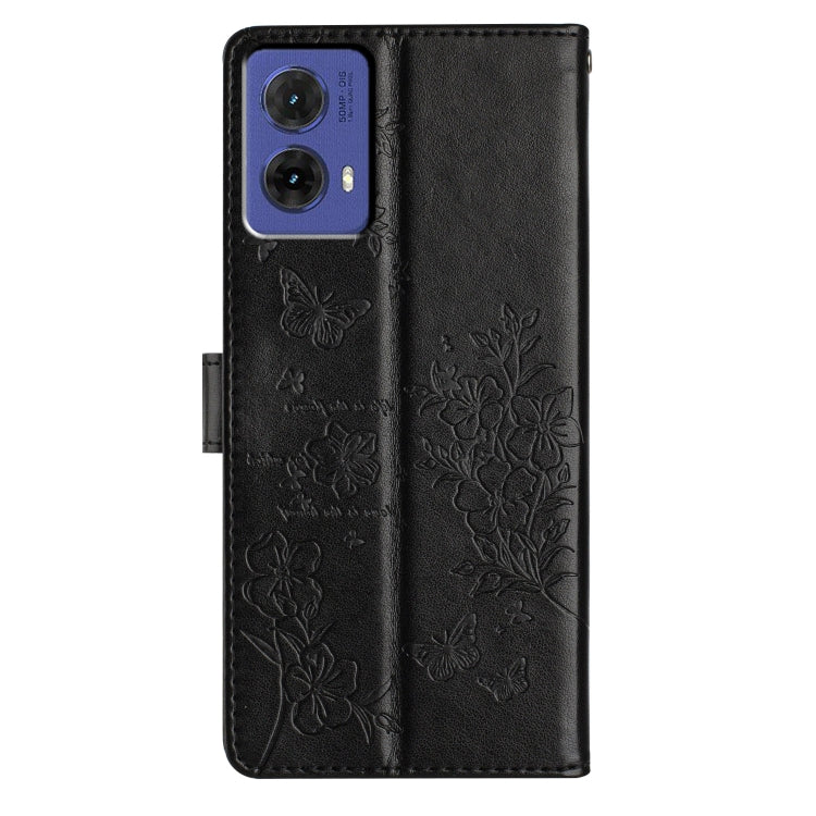 For Motorola Moto G85 Butterflies and Flowers Leather Phone Case