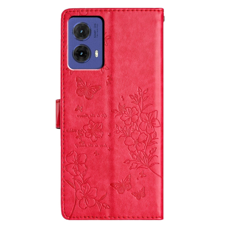 For Motorola Moto G85 Butterflies and Flowers Leather Phone Case