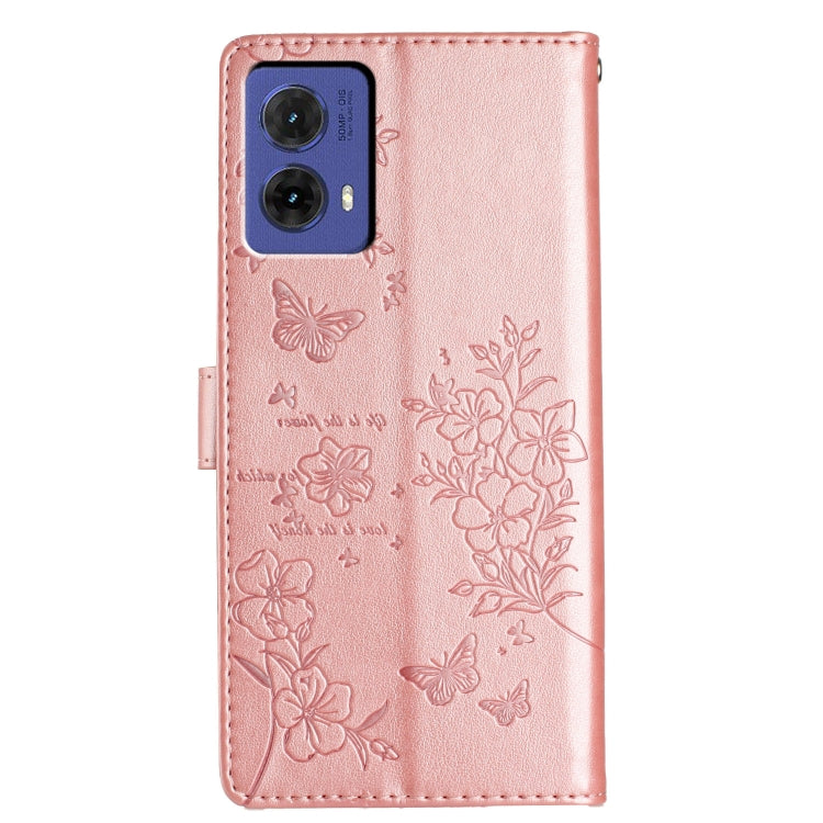 For Motorola Moto G85 Butterflies and Flowers Leather Phone Case