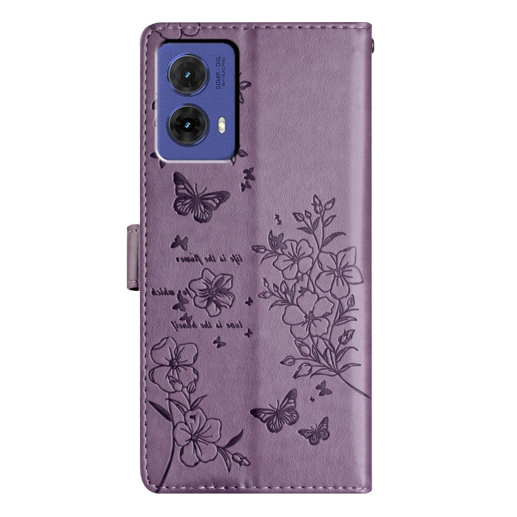 For Motorola Moto G85 Butterflies and Flowers Leather Phone Case
