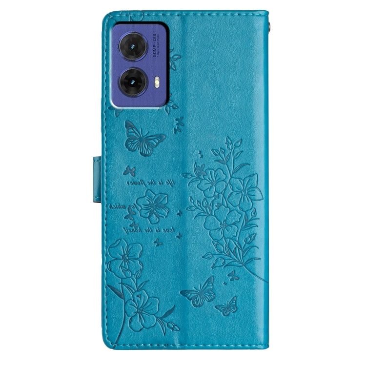 For Motorola Moto G85 Butterflies and Flowers Leather Phone Case