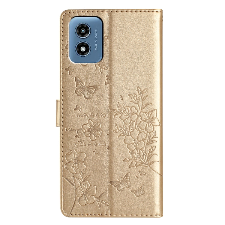 For Motorola Moto G Play 2024 Butterflies and Flowers Leather Phone Case