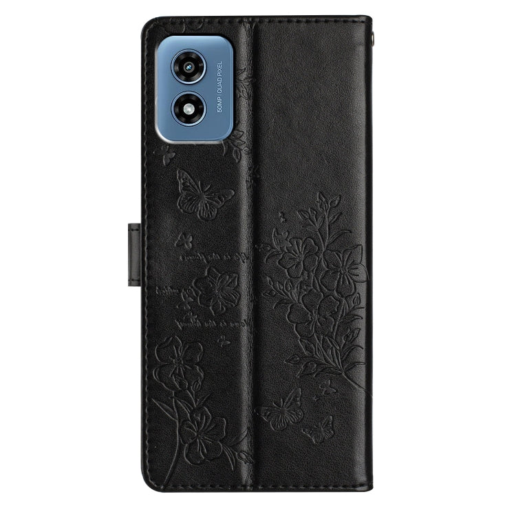 For Motorola Moto G Play 2024 Butterflies and Flowers Leather Phone Case
