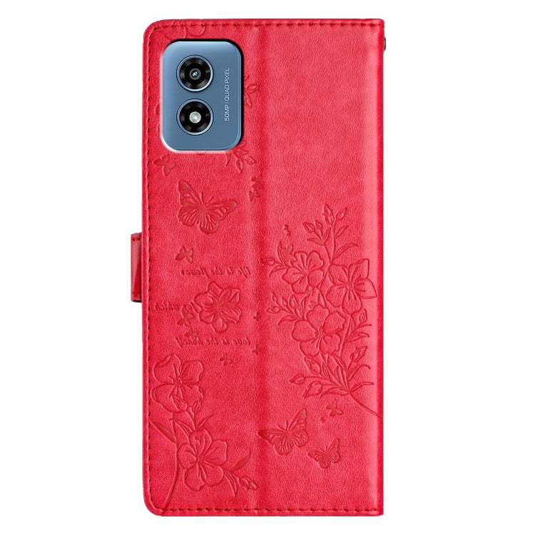 For Motorola Moto G Play 2024 Butterflies and Flowers Leather Phone Case