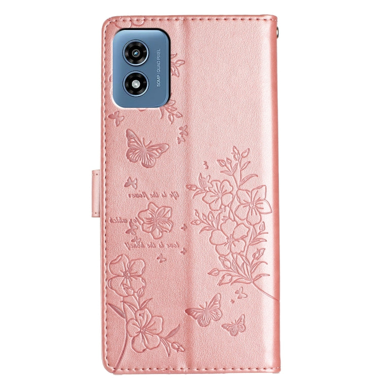 For Motorola Moto G Play 2024 Butterflies and Flowers Leather Phone Case