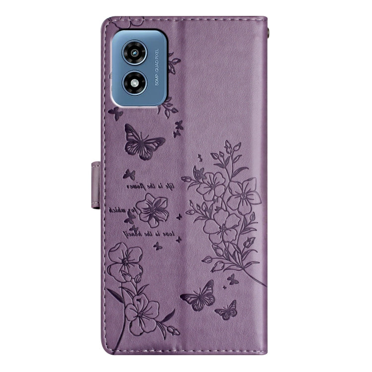 For Motorola Moto G Play 2024 Butterflies and Flowers Leather Phone Case