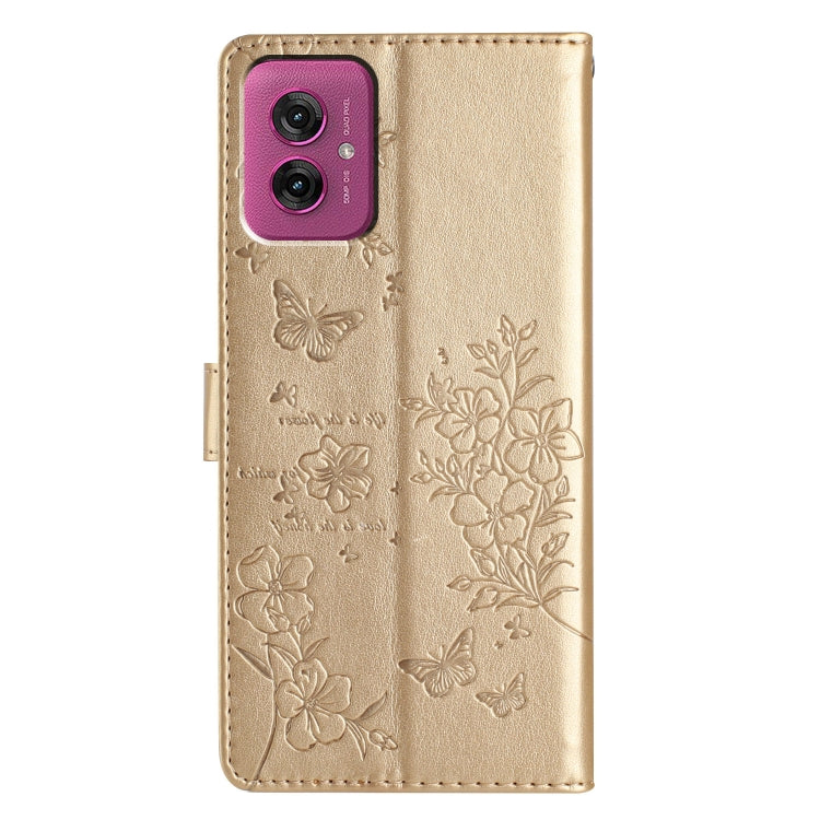 For Motorola Moto G55 Butterflies and Flowers Leather Phone Case