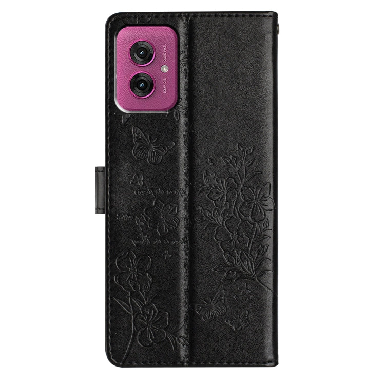For Motorola Moto G55 Butterflies and Flowers Leather Phone Case