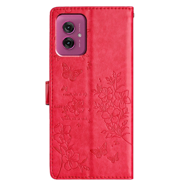 For Motorola Moto G55 Butterflies and Flowers Leather Phone Case