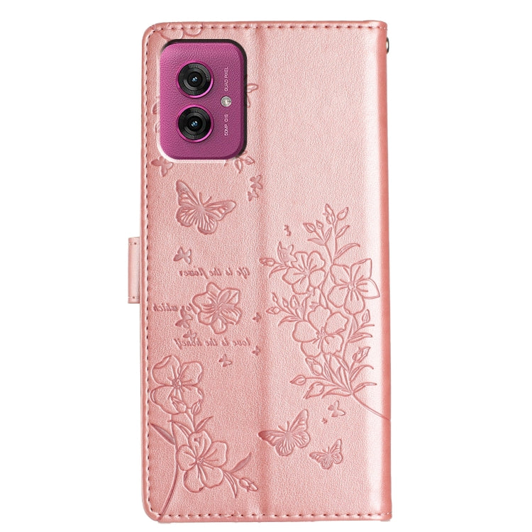 For Motorola Moto G55 Butterflies and Flowers Leather Phone Case
