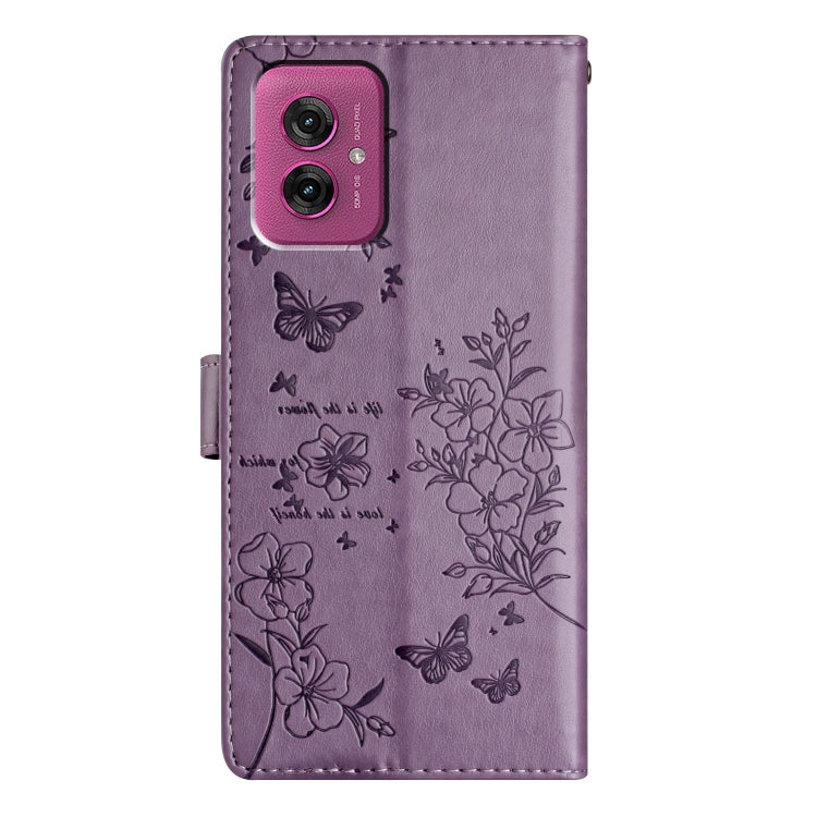 For Motorola Moto G55 Butterflies and Flowers Leather Phone Case