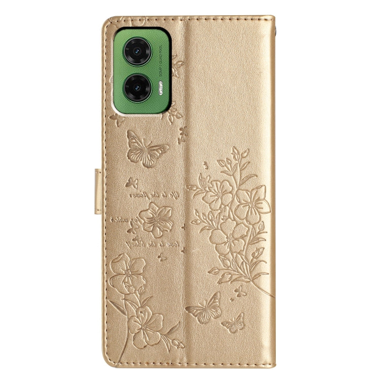For Motorola Moto G35 Butterflies and Flowers Leather Phone Case