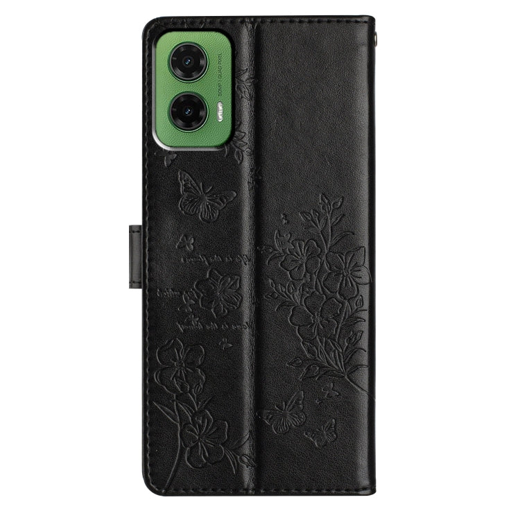 For Motorola Moto G35 Butterflies and Flowers Leather Phone Case