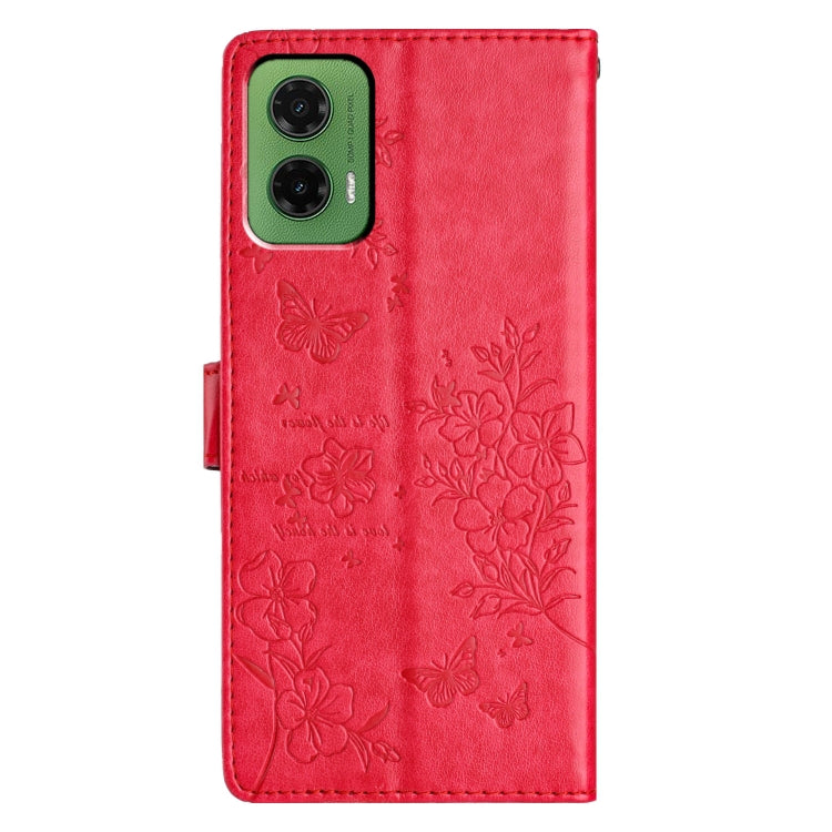 For Motorola Moto G35 Butterflies and Flowers Leather Phone Case