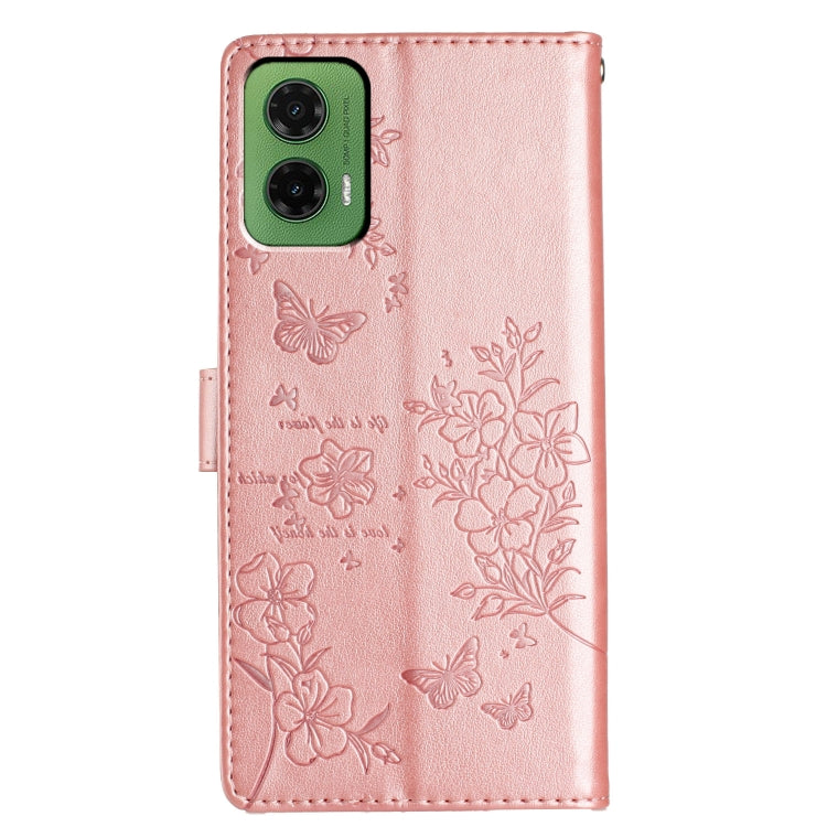For Motorola Moto G35 Butterflies and Flowers Leather Phone Case
