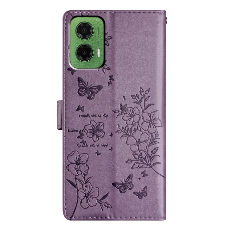 For Motorola Moto G35 Butterflies and Flowers Leather Phone Case