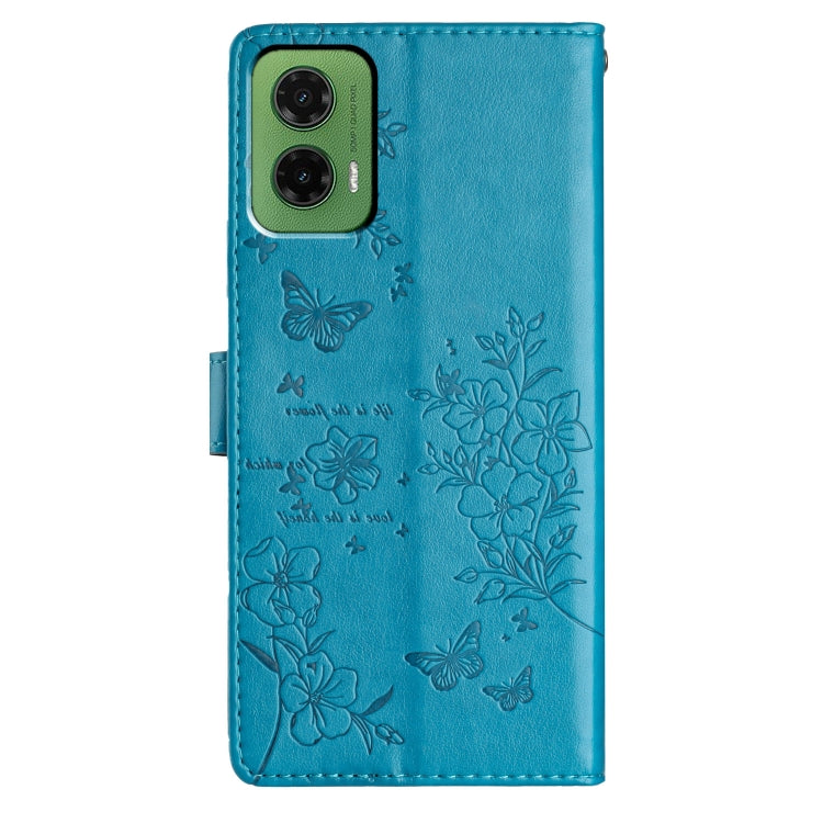 For Motorola Moto G35 Butterflies and Flowers Leather Phone Case