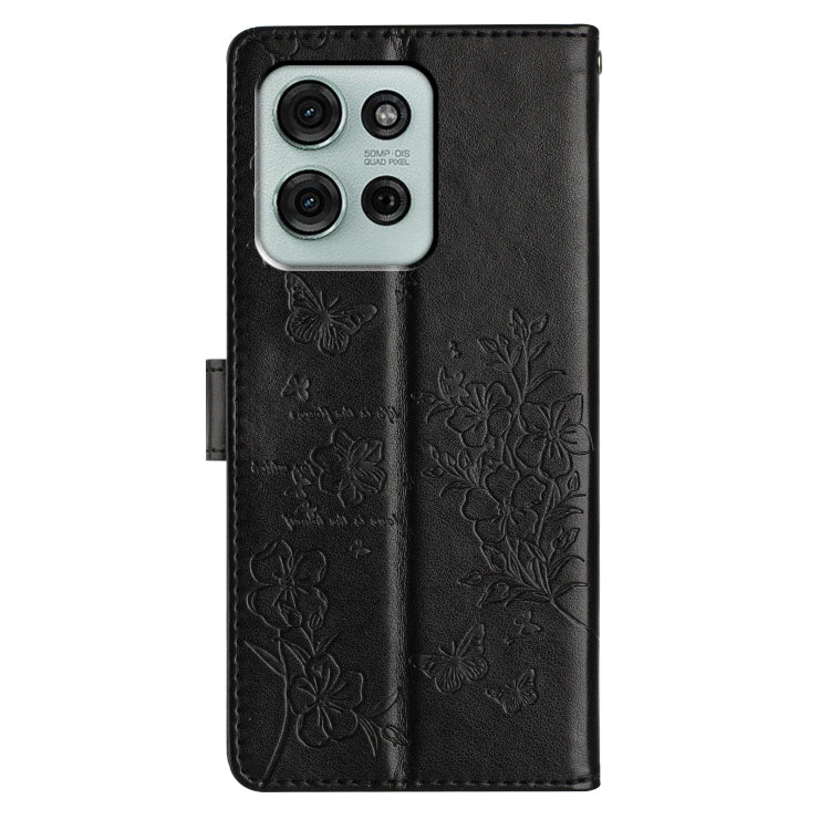 For Motorola Moto G75 5G Butterflies and Flowers Leather Phone Case