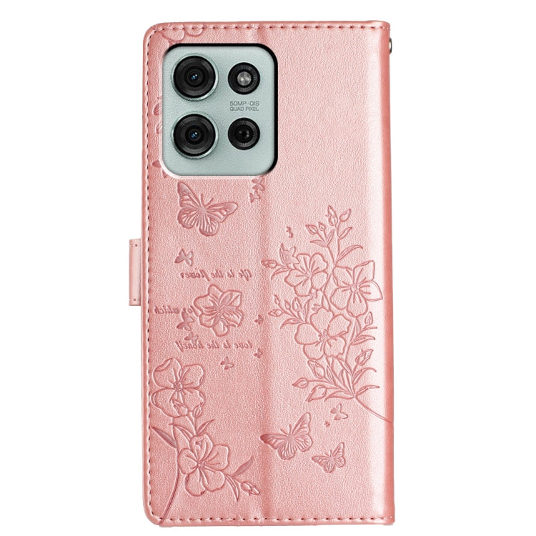 For Motorola Moto G75 5G Butterflies and Flowers Leather Phone Case