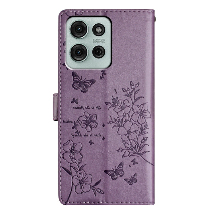 For Motorola Moto G75 5G Butterflies and Flowers Leather Phone Case