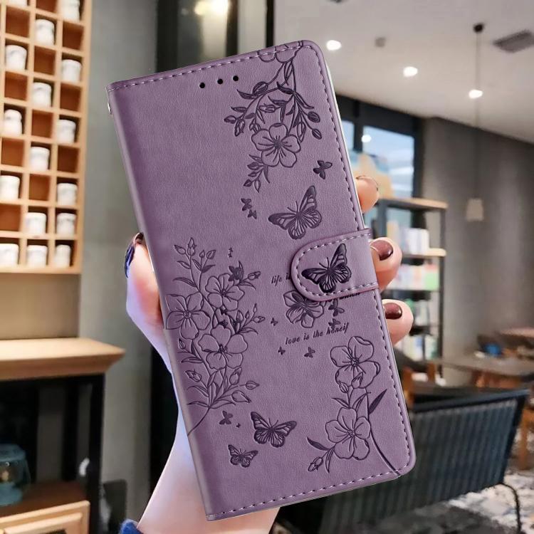For Motorola Moto E15 Butterflies and Flowers Leather Phone Case