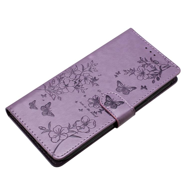 For Motorola Moto E15 Butterflies and Flowers Leather Phone Case