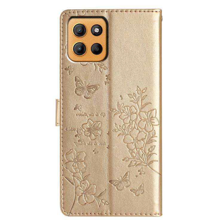 For Motorola Moto G15 Butterflies and Flowers Leather Phone Case