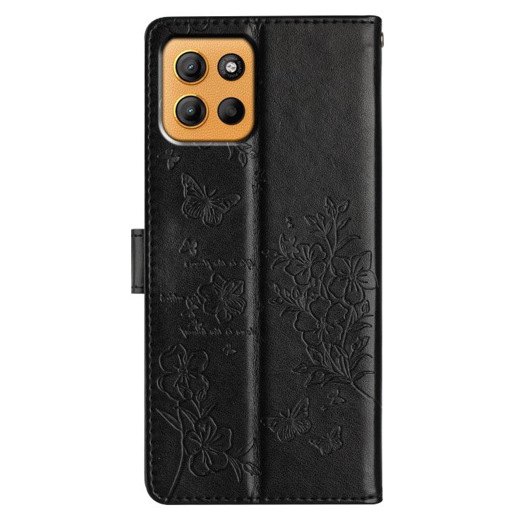 For Motorola Moto G15 Butterflies and Flowers Leather Phone Case
