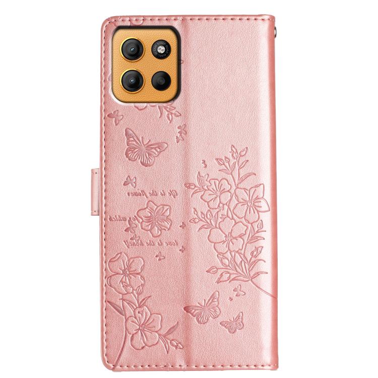 For Motorola Moto G15 Butterflies and Flowers Leather Phone Case