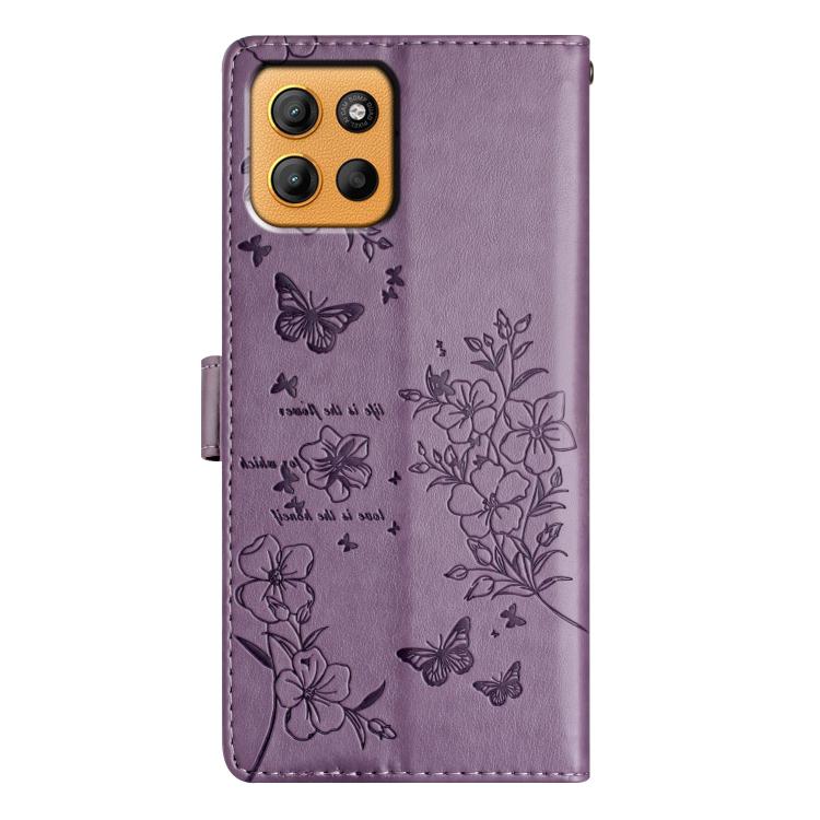 For Motorola Moto G15 Butterflies and Flowers Leather Phone Case