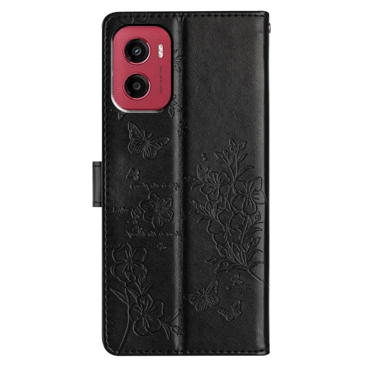 For Motorola Moto G05 Butterflies and Flowers Leather Phone Case