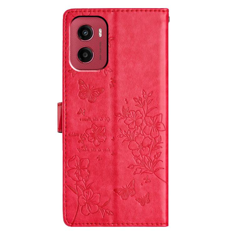 For Motorola Moto G05 Butterflies and Flowers Leather Phone Case