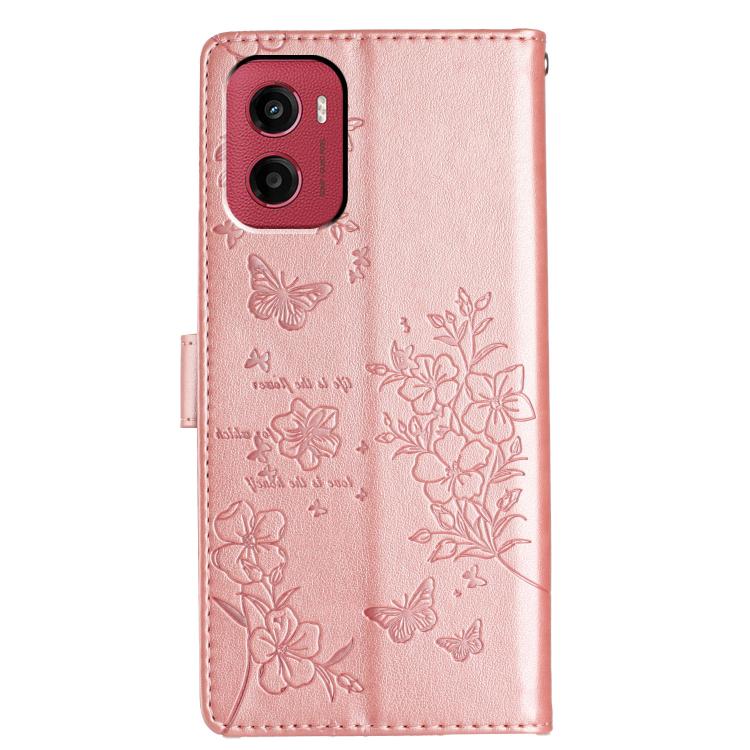For Motorola Moto G05 Butterflies and Flowers Leather Phone Case