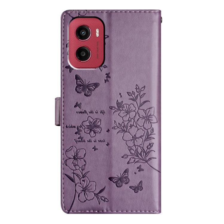 For Motorola Moto G05 Butterflies and Flowers Leather Phone Case