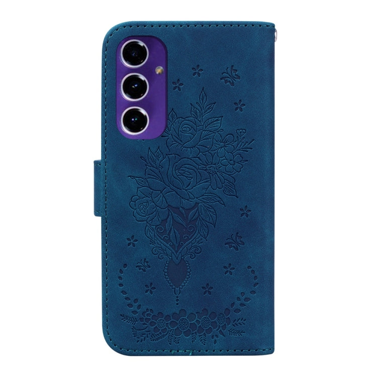 For Samsung Galaxy S24 FE 5G Butterfly Rose Embossed Leather Phone Case