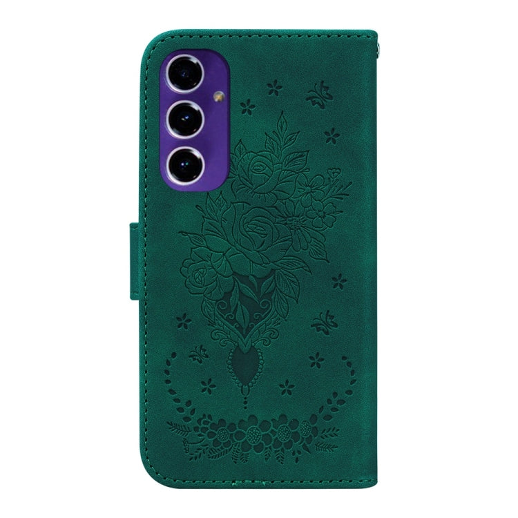 For Samsung Galaxy S24 FE 5G Butterfly Rose Embossed Leather Phone Case