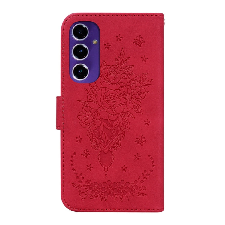 For Samsung Galaxy S24 FE 5G Butterfly Rose Embossed Leather Phone Case