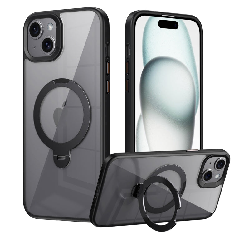 For iPhone 14 Transparent MagSafe Magnetic Rotating Ring Holder Phone Case