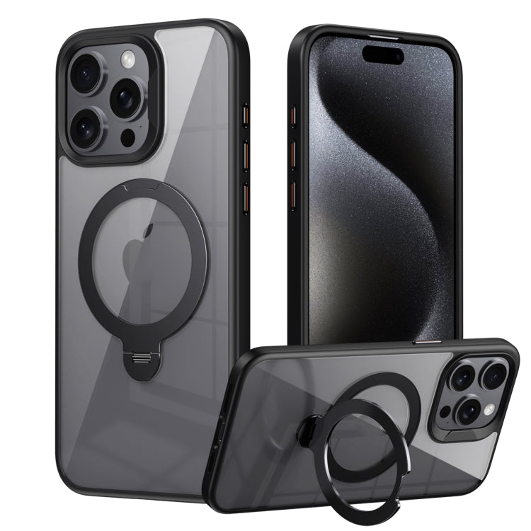 For iPhone 14 Pro Transparent MagSafe Magnetic Rotating Ring Holder Phone Case