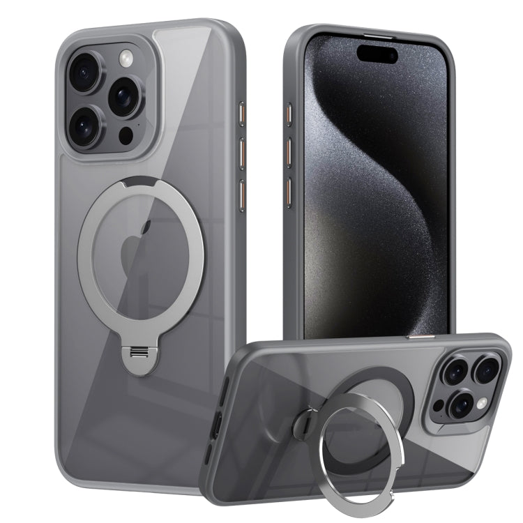 For iPhone 14 Pro Max Transparent MagSafe Magnetic Rotating Ring Holder Phone Case