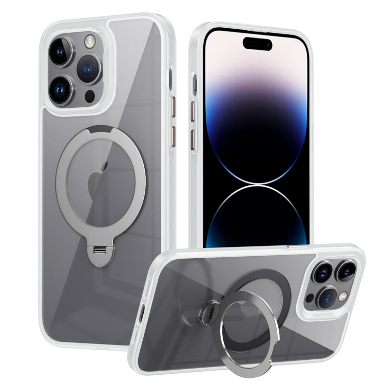For iPhone 13 Pro Max Transparent MagSafe Magnetic Rotating Ring Holder Phone Case