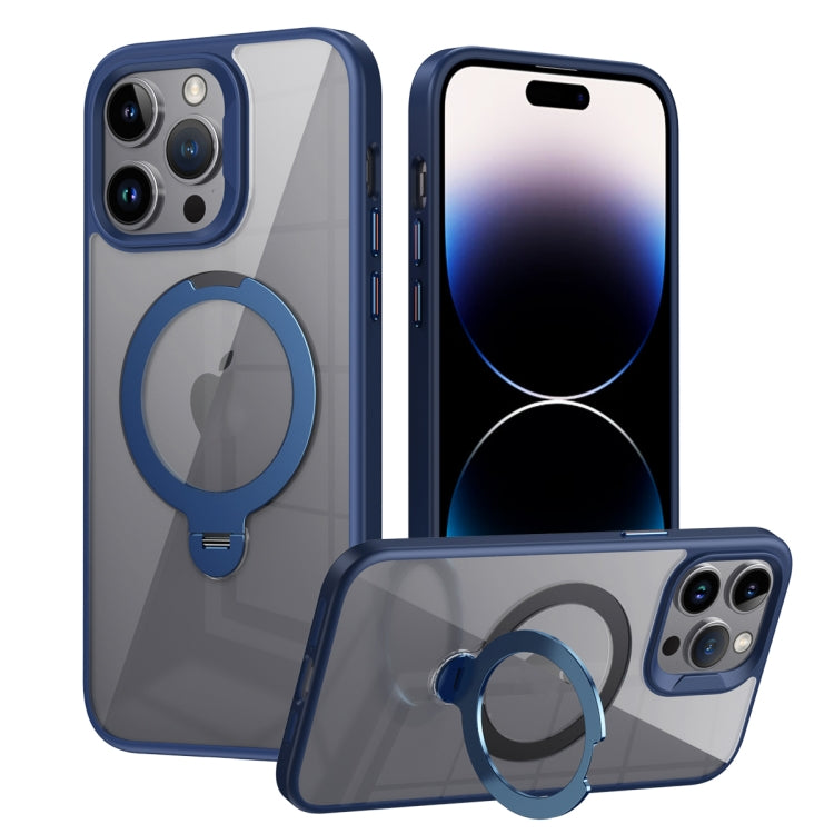 For iPhone 13 Pro Max Transparent MagSafe Magnetic Rotating Ring Holder Phone Case