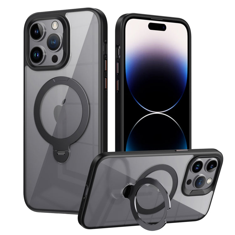 For iPhone 13 Pro Transparent MagSafe Magnetic Rotating Ring Holder Phone Case