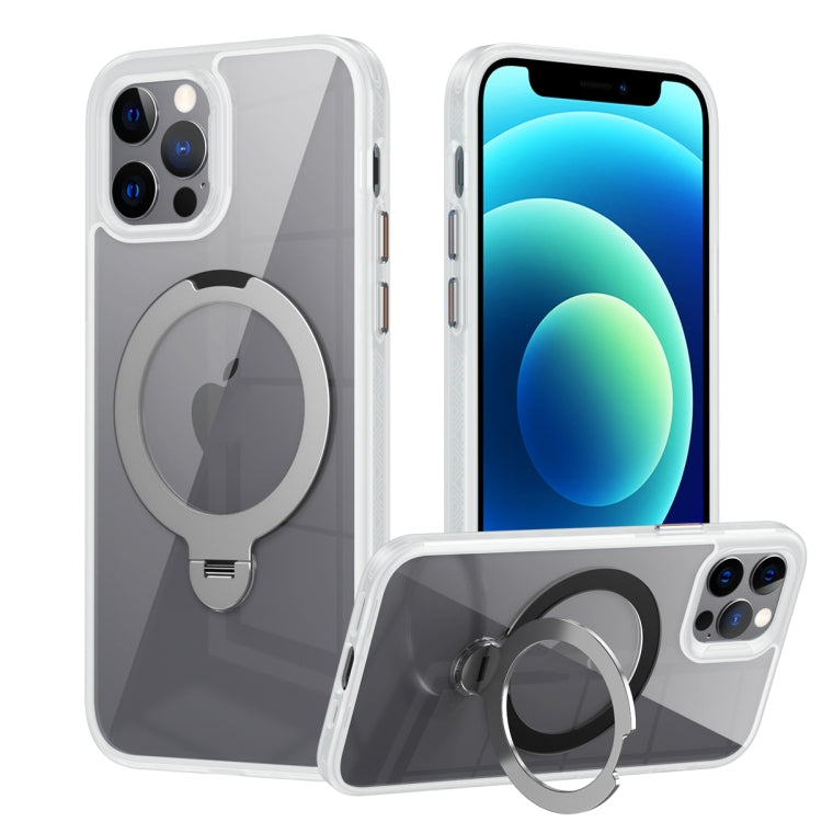 For iPhone 12 / 12 Pro Transparent MagSafe Magnetic Rotating Ring Holder Phone Case