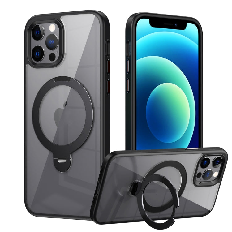 For iPhone 12 / 12 Pro Transparent MagSafe Magnetic Rotating Ring Holder Phone Case