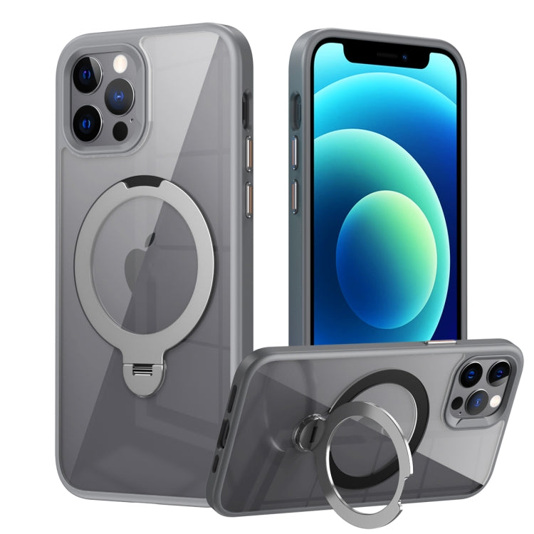 For iPhone 12 / 12 Pro Transparent MagSafe Magnetic Rotating Ring Holder Phone Case