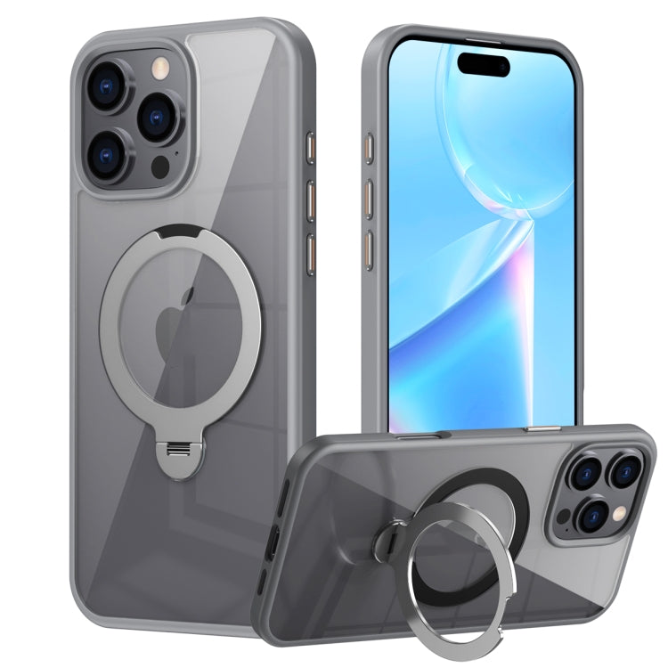 For iPhone 16 Pro Transparent MagSafe Magnetic Rotating Ring Holder Phone Case
