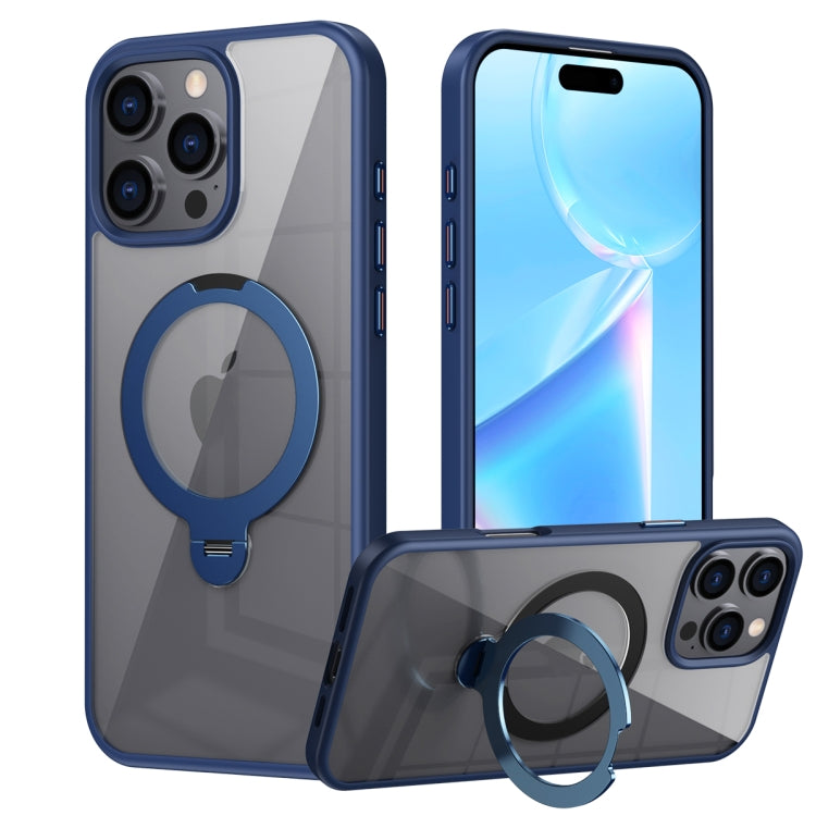 For iPhone 16 Pro Transparent MagSafe Magnetic Rotating Ring Holder Phone Case