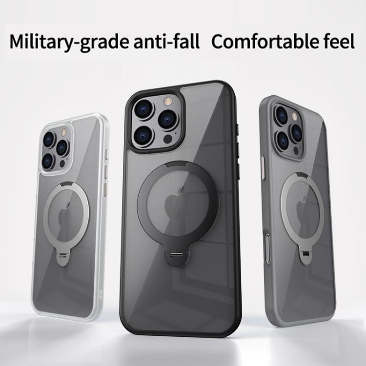 For iPhone 14 Pro Max Transparent MagSafe Magnetic Rotating Ring Holder Phone Case