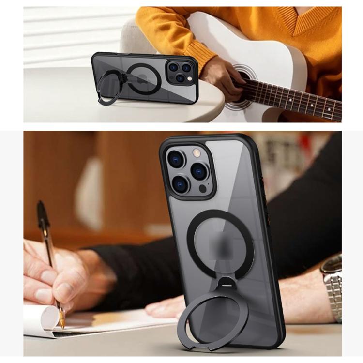 For iPhone 12 / 12 Pro Transparent MagSafe Magnetic Rotating Ring Holder Phone Case